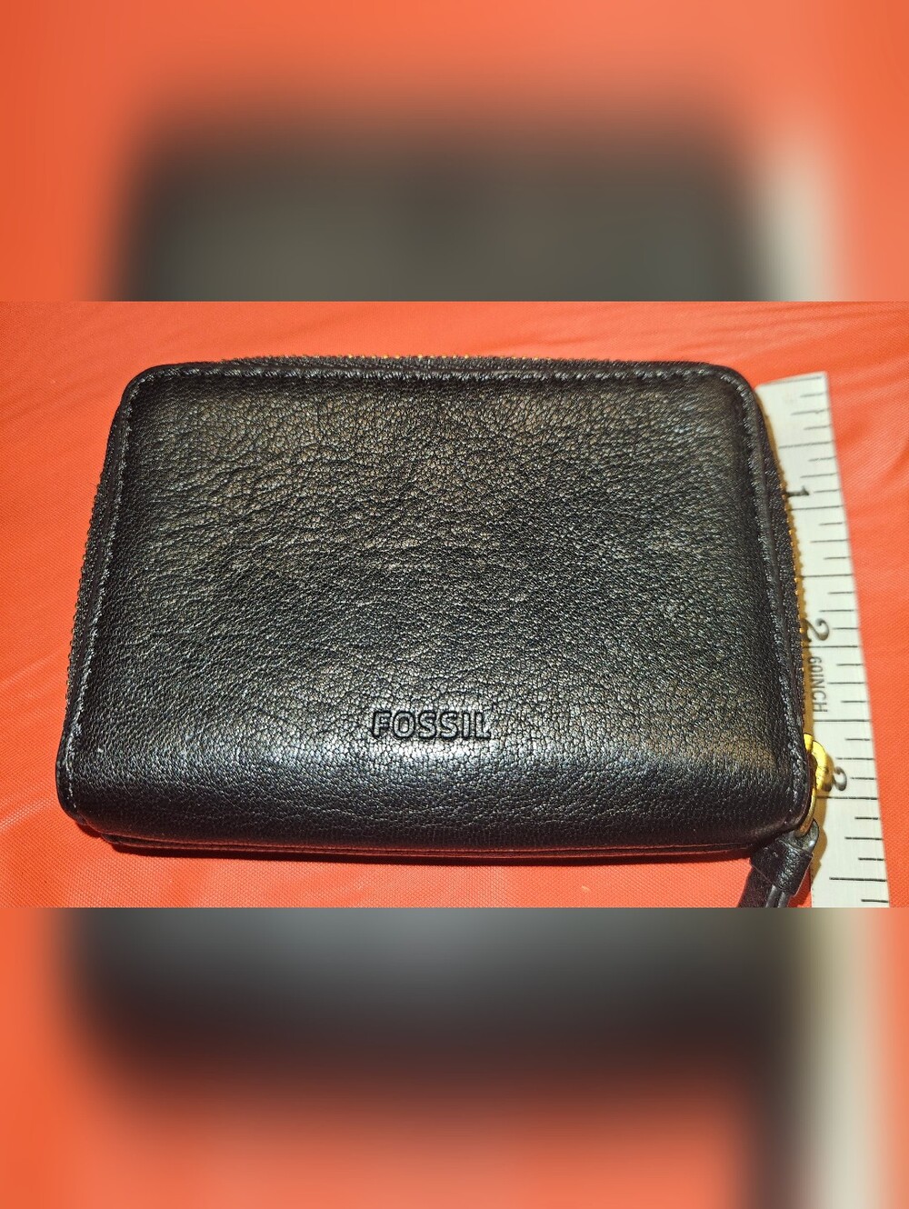 Fossil Logan RFID Mini Multifunction Wallet Zip Around & Snap Closure E.U.C.